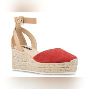 Nine West Women's Red and Tan Espadrille Wedge Sandals